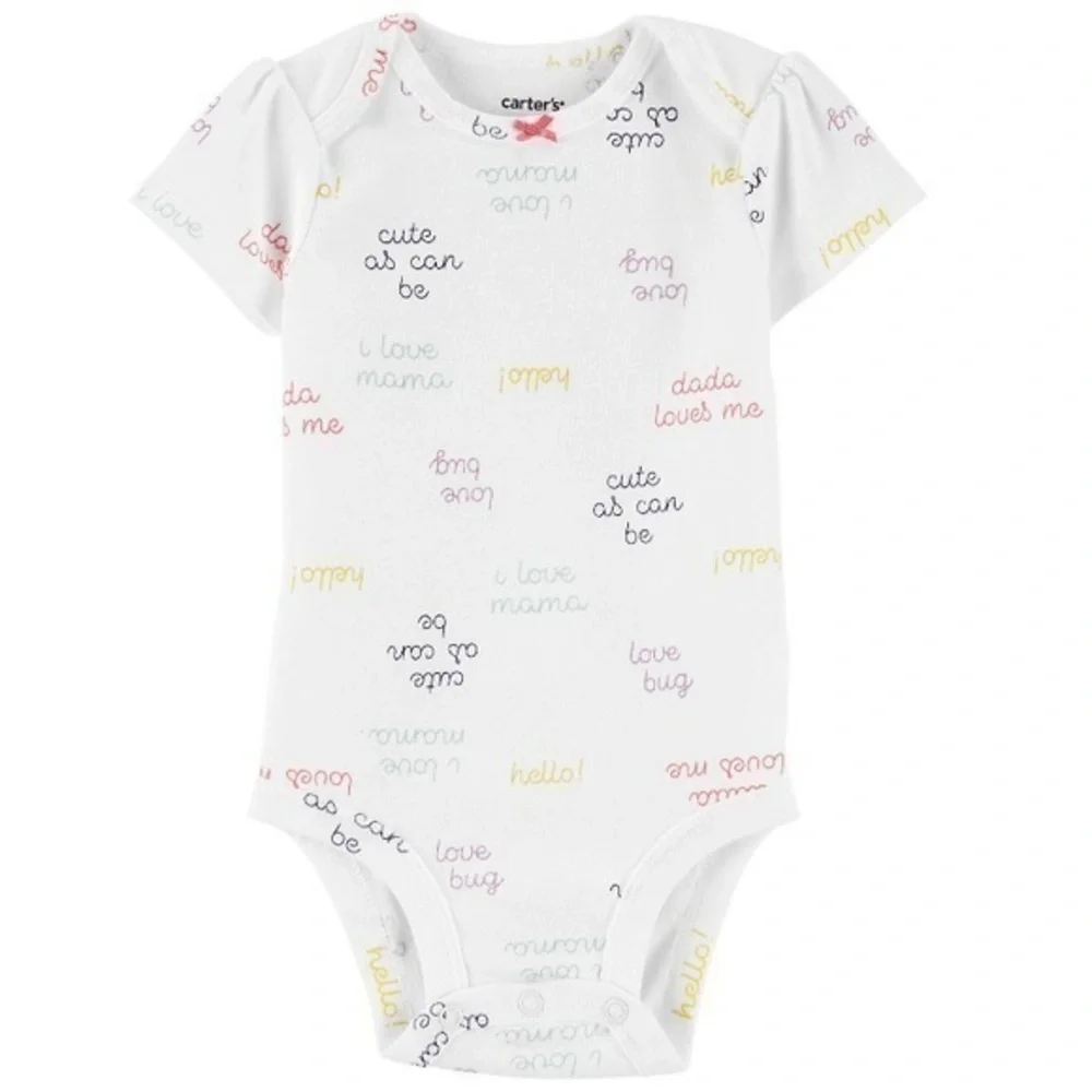 NWT. CARTER’S White Baby Onesie with Colorful Text